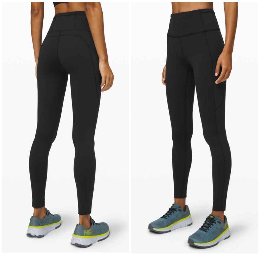 Lululemon Fast and Free High-Rise Tights cold weather Suede brushed black 6